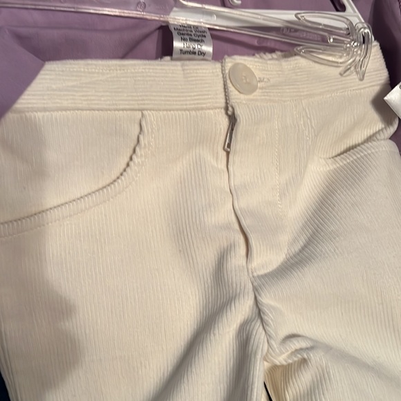 FANTAISIE KIDS Embroidered Lavender Top & Ivory Corduroy Pants - Picture 4 of 9